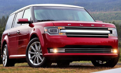 2020 Ford Flex red white roof parked grassy hill