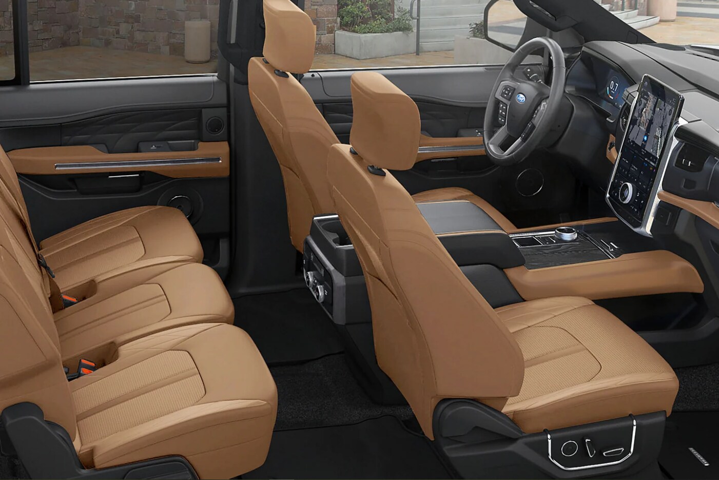 A view of the seating and cabin of a 2023 Ford Expedition Max