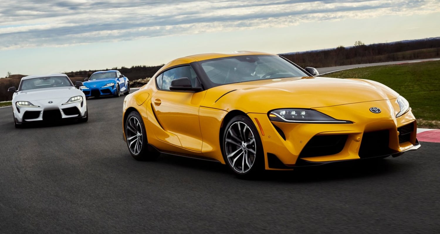 New 2021 Toyota GR Supra models hitting top speed on the race track