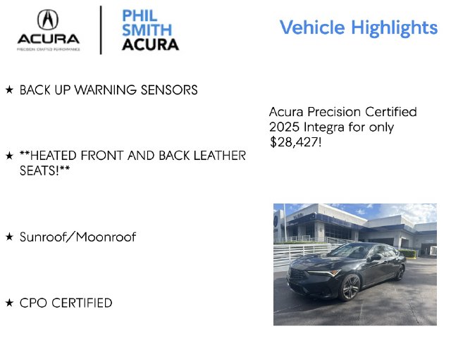 Certified 2025 Acura Integra A-Spec Package Hatchback