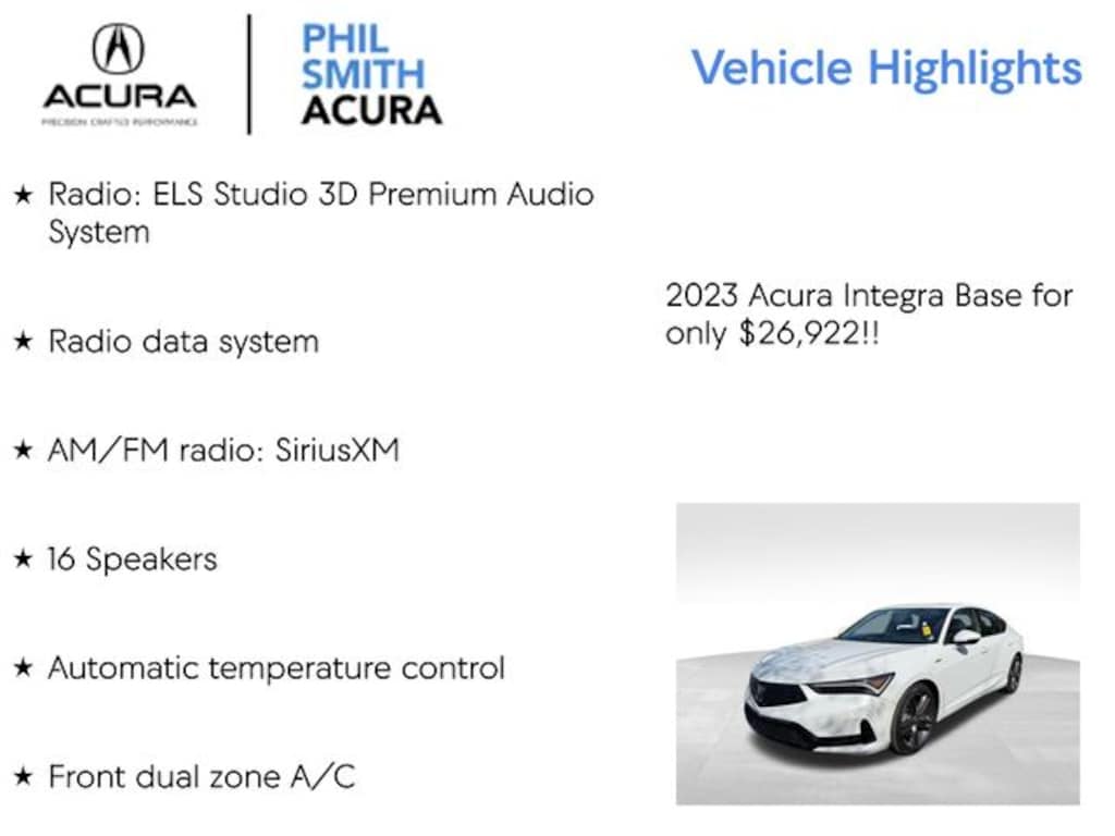 Certified 2023 Acura Integra A-Spec Tech Package Hatchback