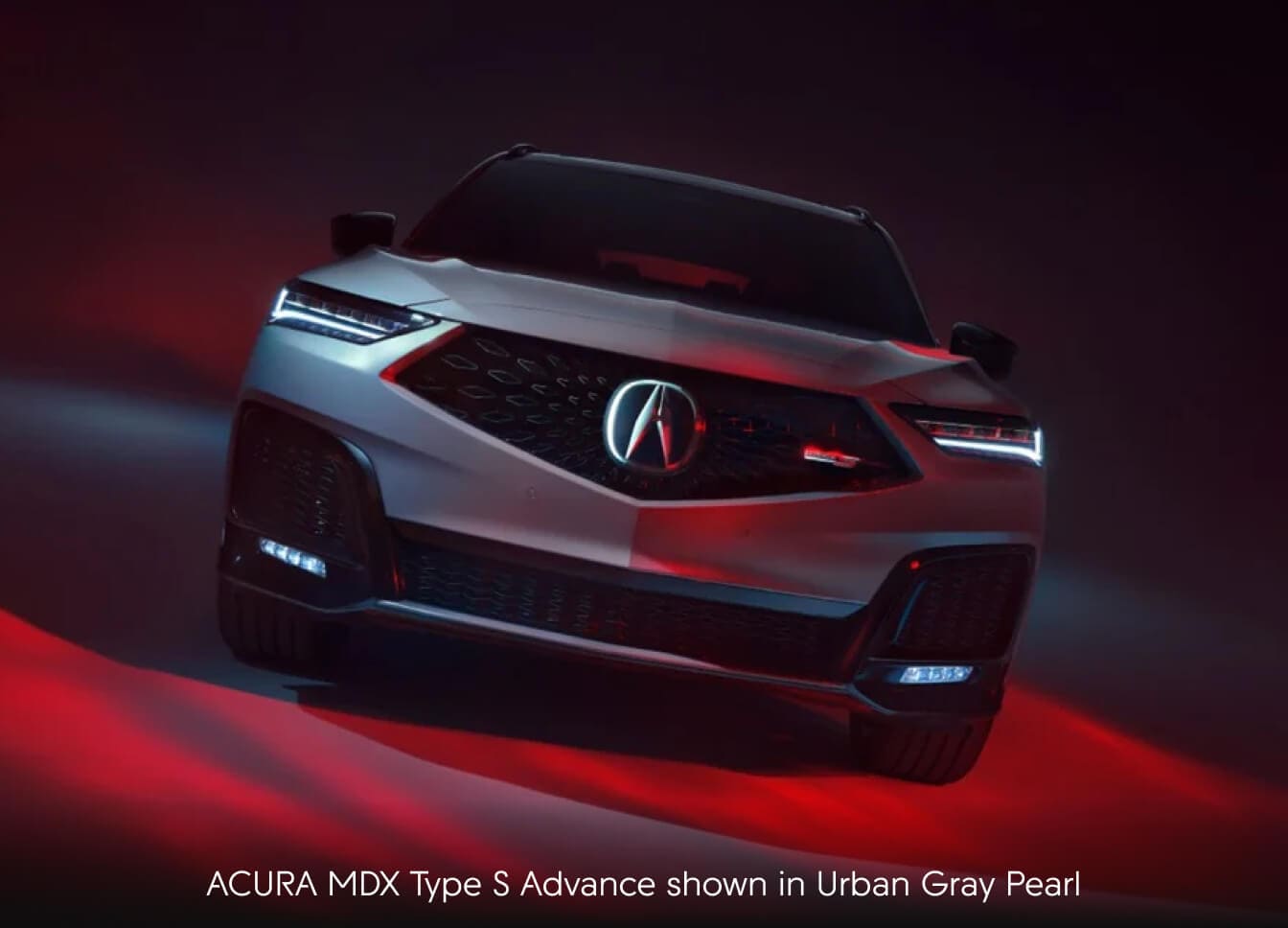 Front view of the Acura MDX Type S Advance in Urban Gray Pearl