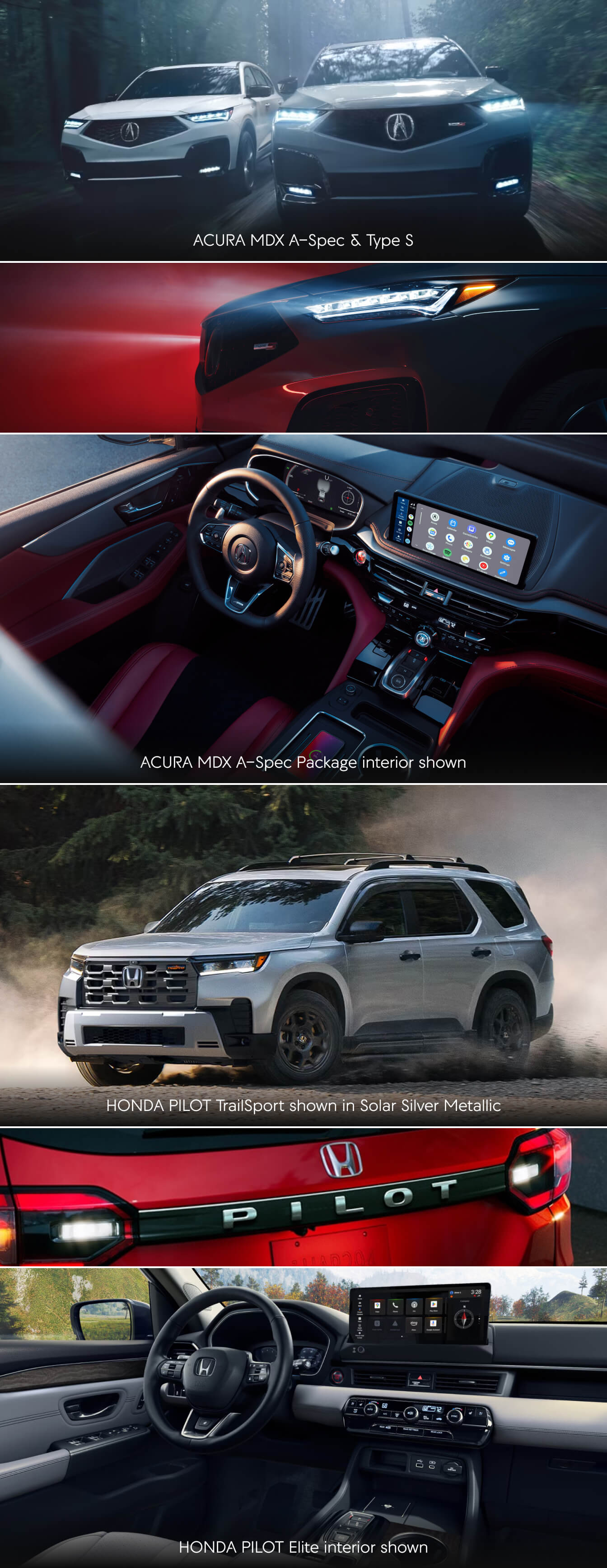 Exterior and Interior of the Acura MDX and Honda Pilot