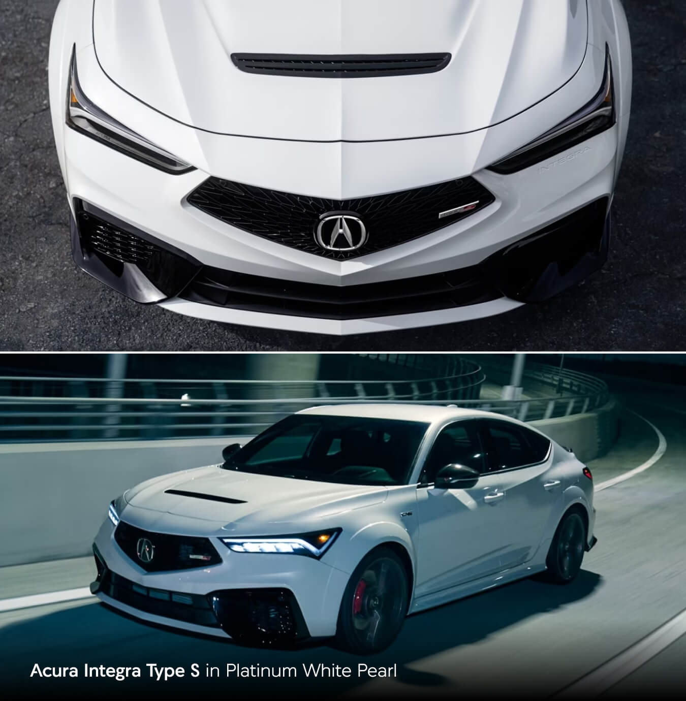 Acura Integra Type S in Platinum White Pearl shown