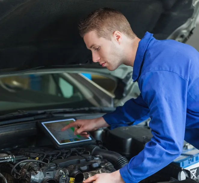 honda vehicle service person under hood