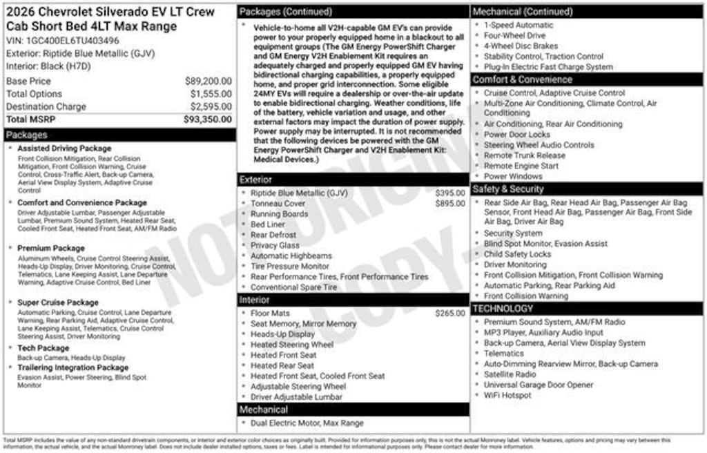Used 2026 Chevrolet Silverado EV LT - Max Range Truck