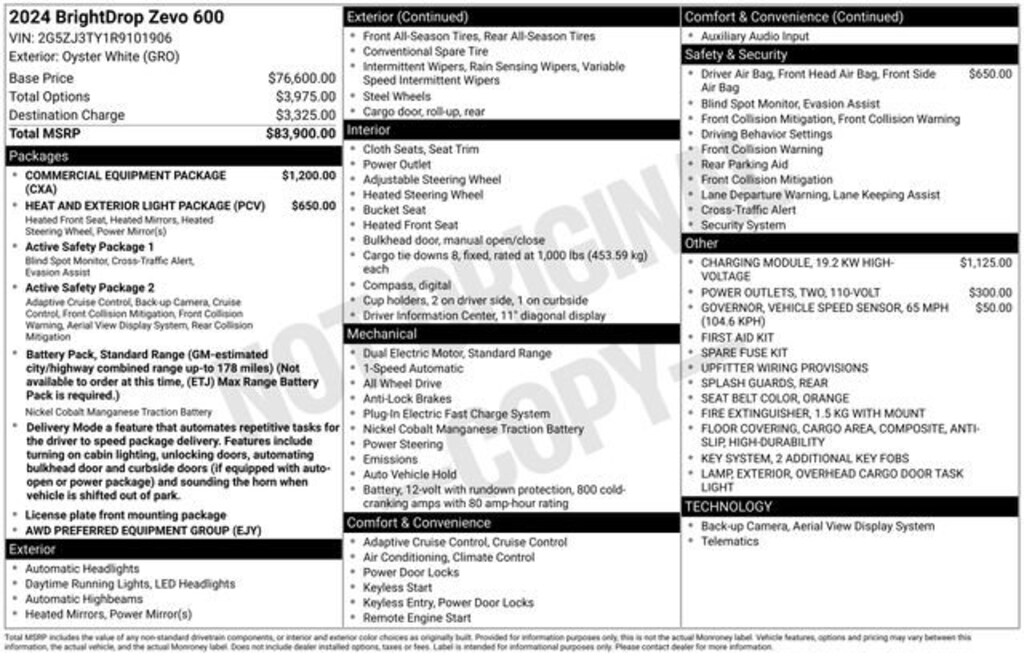 Used 2024 Brightdrop Zevo 600 EJY Cargo Van