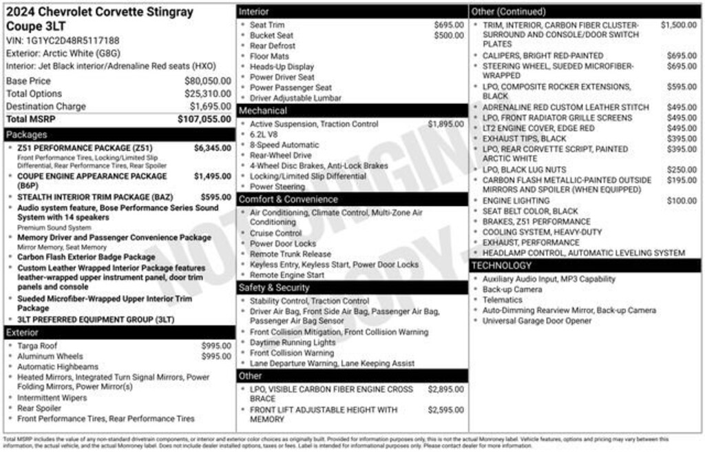 Used 2024 Chevrolet Corvette Stingray 3LT Performance