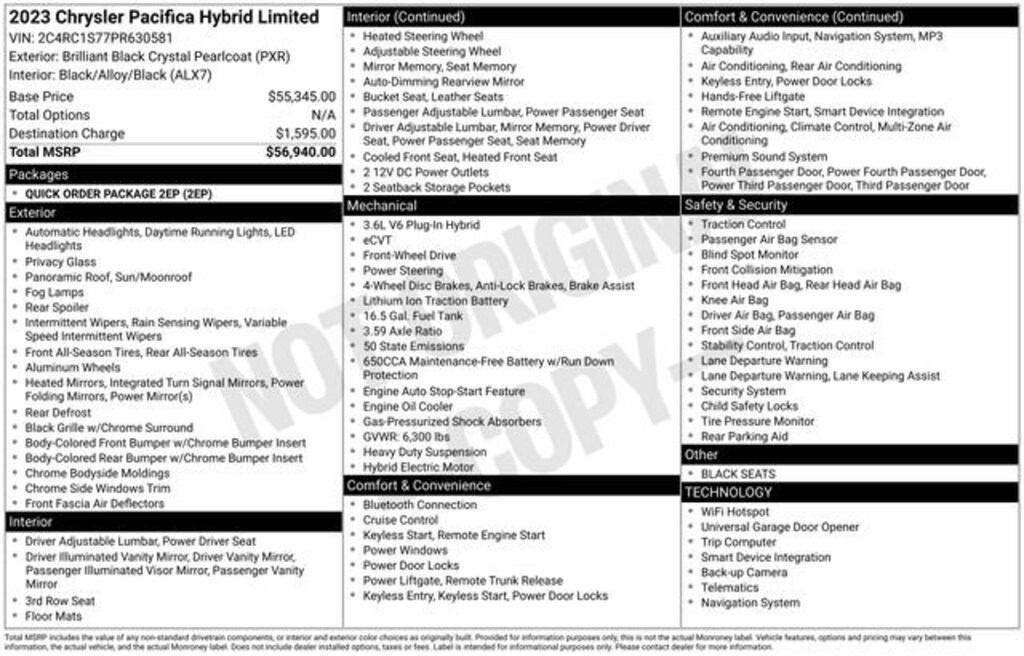 Used 2023 Chrysler Pacifica Hybrid Limited