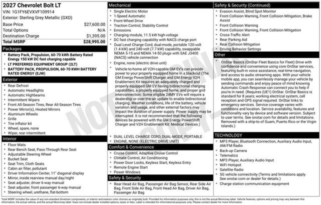 New 2027 Chevrolet Bolt LT SUV