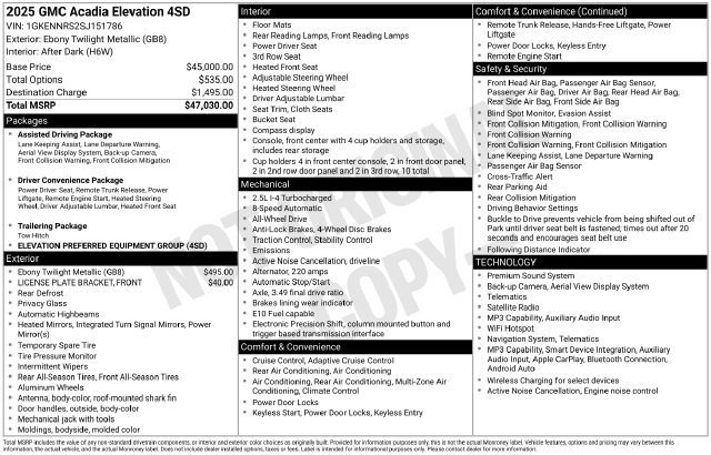 Used 2025 GMC Acadia Elevation SUV