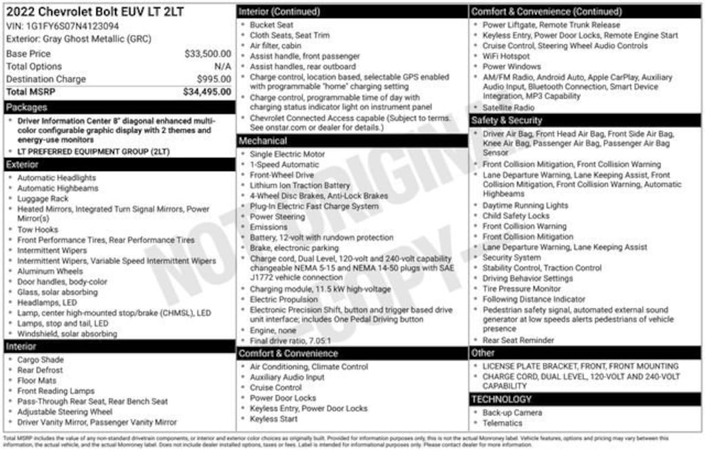 Used 2022 Chevrolet Bolt EUV LT SUV