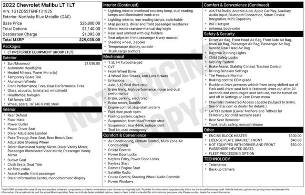 Used 2022 Chevrolet Malibu LT Car