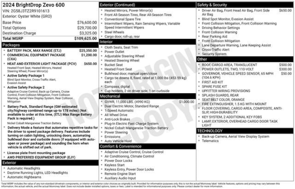 Used 2024 Brightdrop Zevo 600 EJY Cargo Van