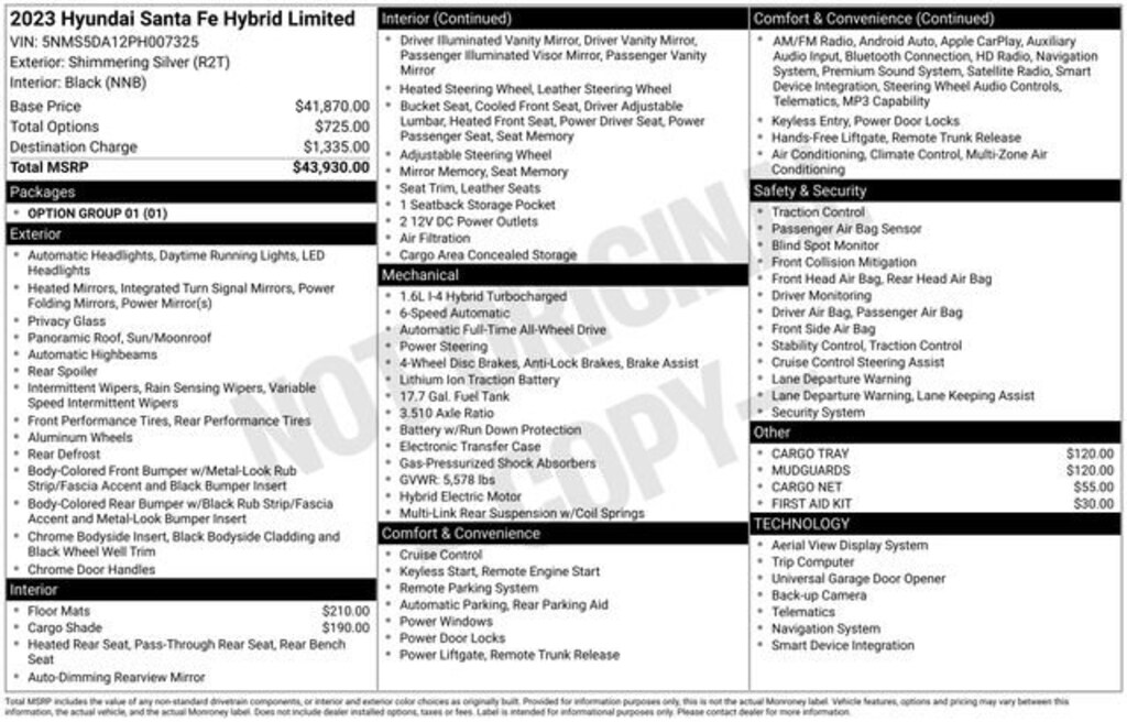 Used 2023 Hyundai Santa Fe Hybrid Limited