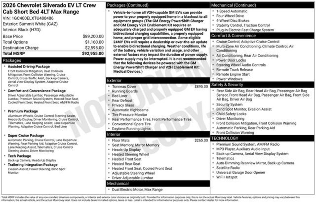Used 2026 Chevrolet Silverado EV LT - Max Range Truck