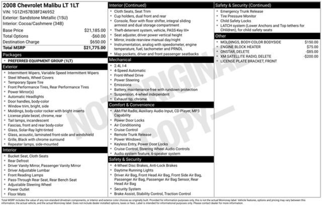 Used 2008 Chevrolet Malibu LT w/1LT Car