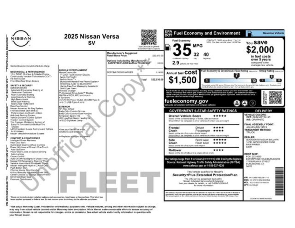 Used 2025 Nissan Versa SV