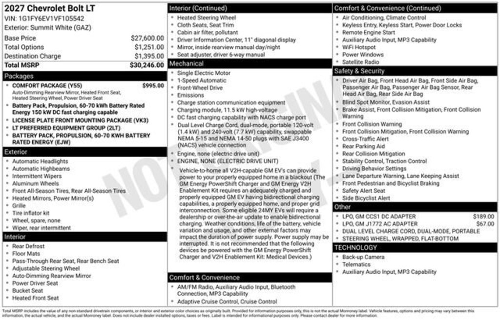 New 2027 Chevrolet Bolt LT SUV