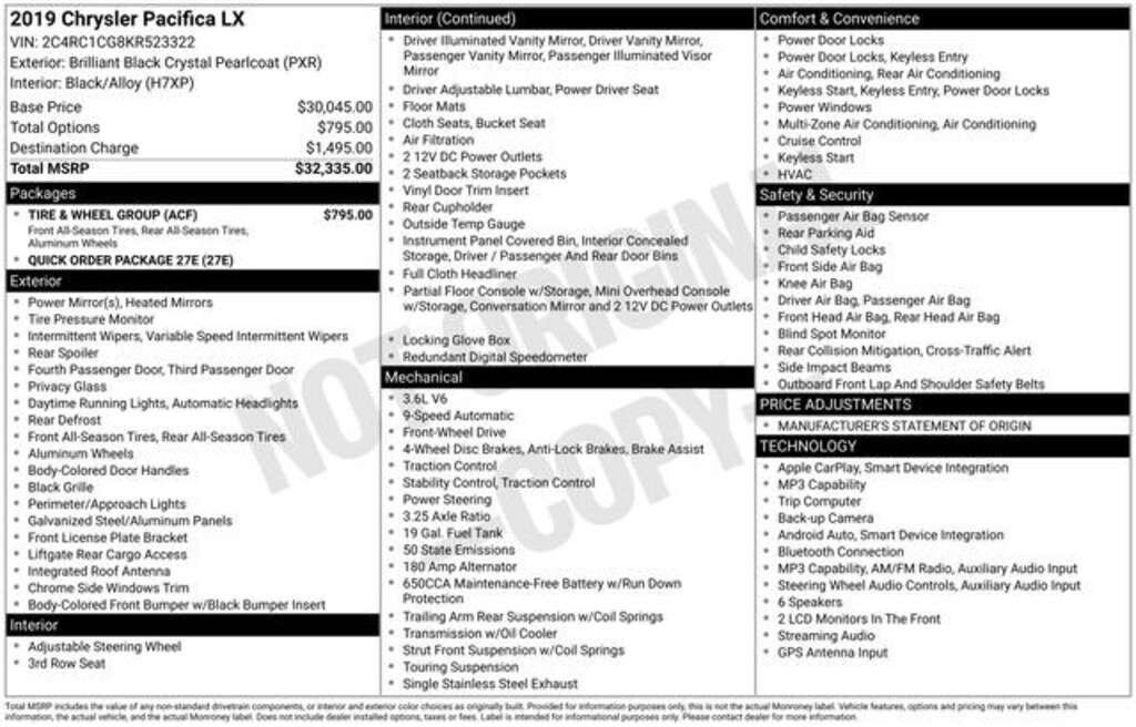 Used 2019 Chrysler Pacifica LX