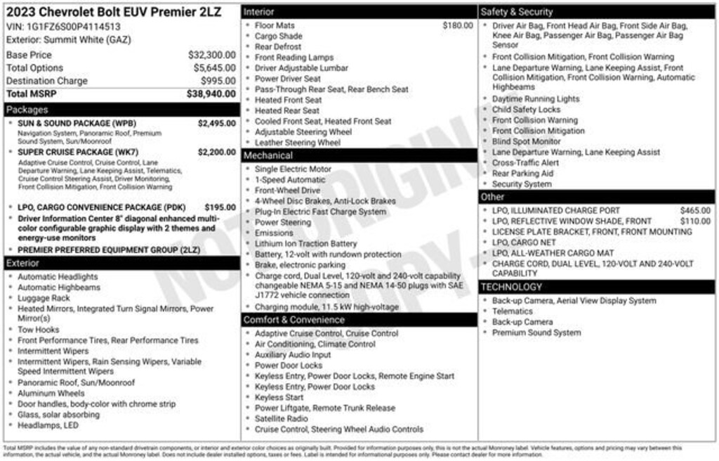 Used 2023 Chevrolet Bolt EUV Premier SUV