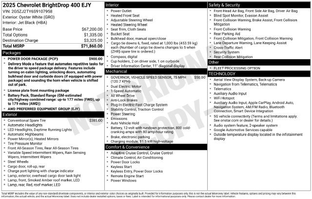 Used 2025 Chevrolet BrightDrop 400 AWD 400 Commercial Van