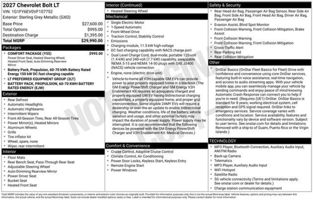 New 2027 Chevrolet Bolt LT SUV