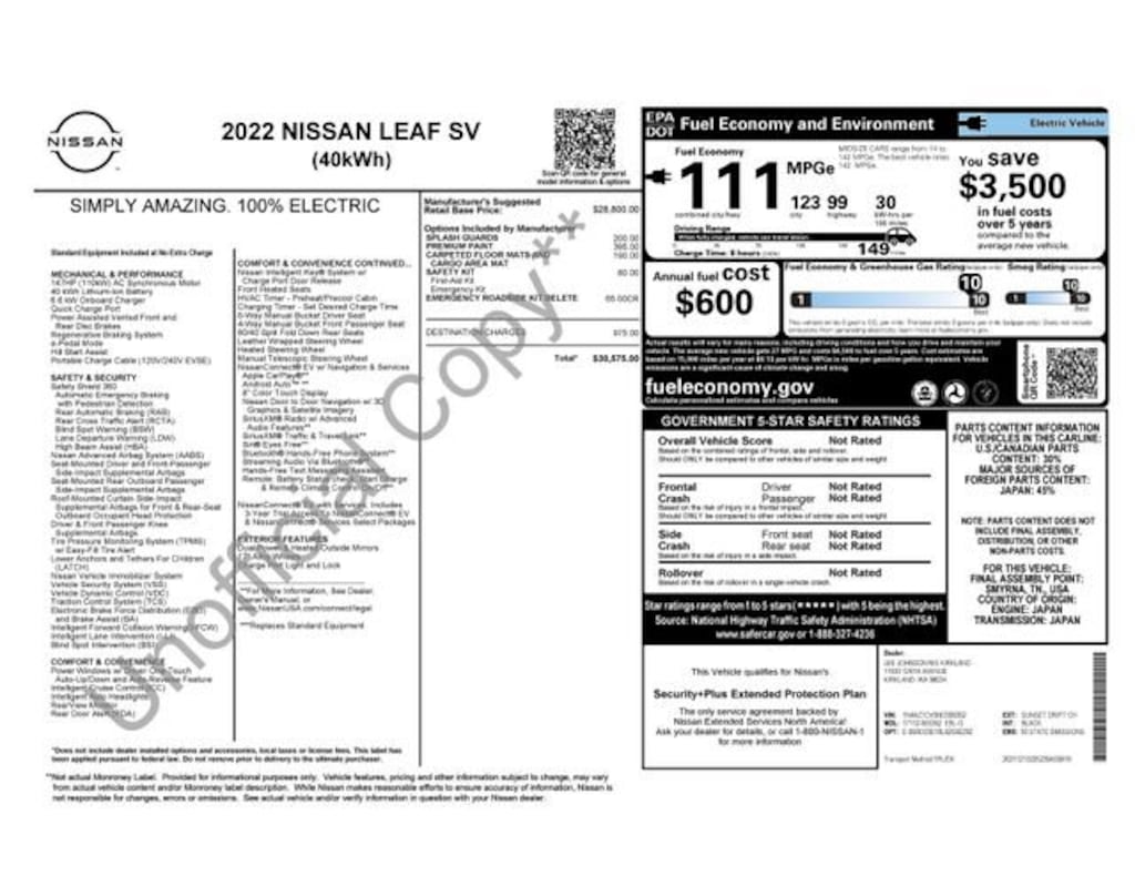 Used 2022 Nissan Leaf SV