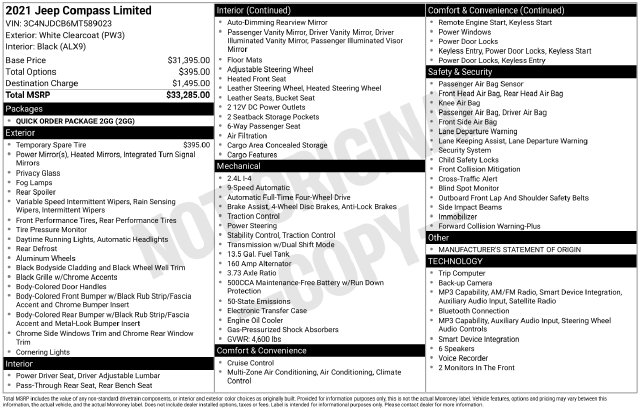 Used 2021 Jeep Compass Limited SUV