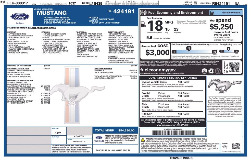 Certified 2024 Ford Mustang GT Premium Coupe