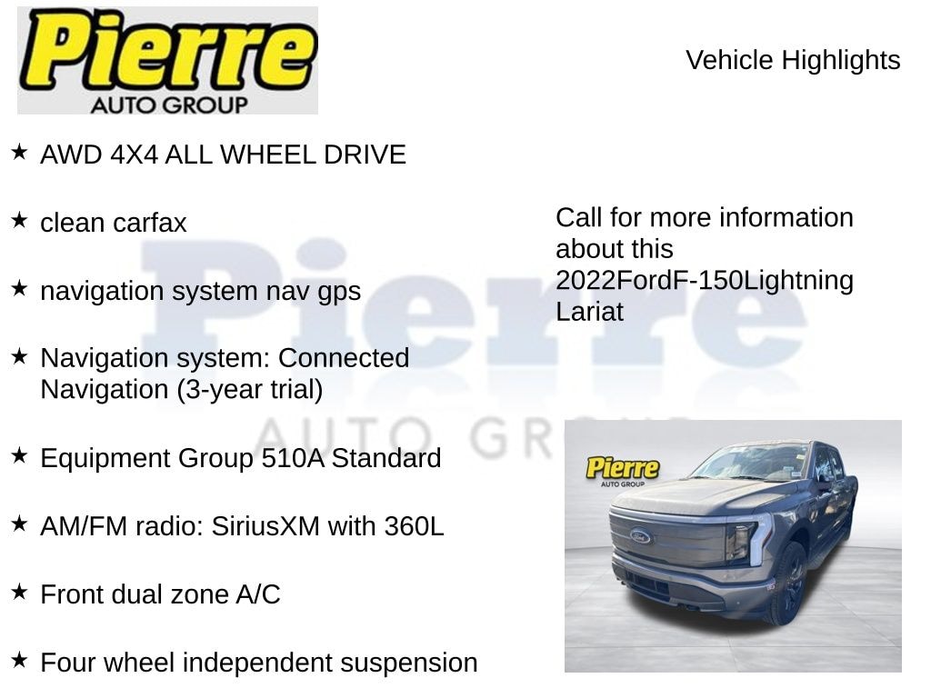 Used 2022 Ford F-150 Lightning Lariat Truck SuperCrew Cab