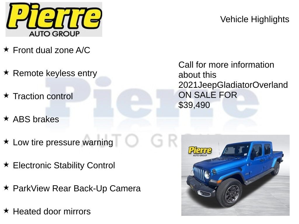 Used 2021 Jeep Gladiator Overland Truck Crew Cab