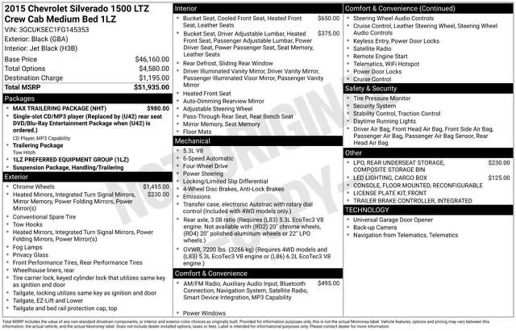 Used 2015 Chevrolet Silverado 1500 LTZ Truck