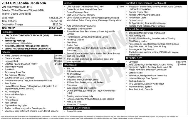 Used 2014 GMC Acadia Denali with VIN 1GKKVTKD9EJ114113 for sale in Everett, WA