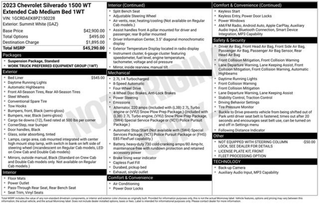 Used 2023 Chevrolet Silverado 1500 WT Truck