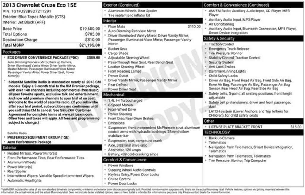 Used 2013 Chevrolet Cruze ECO Car