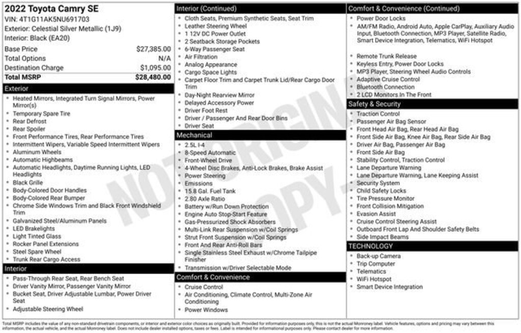 Used 2022 Toyota Camry SE