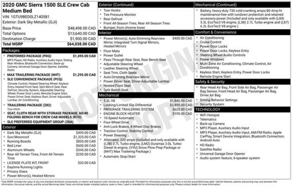 Used 2020 GMC Sierra 1500 SLE Truck