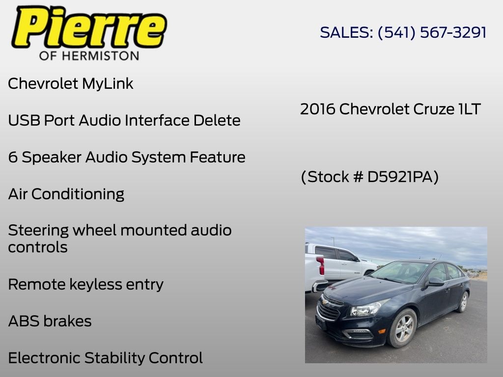 Used 2016 Chevrolet Cruze Limited 1LT Sedan