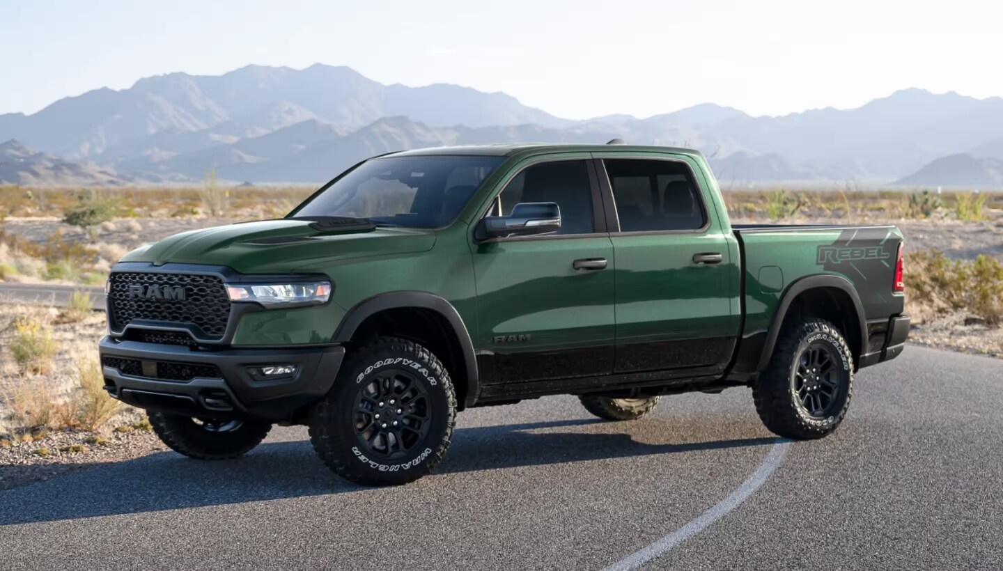  forest green 2026 ram 1500 rebel on the road