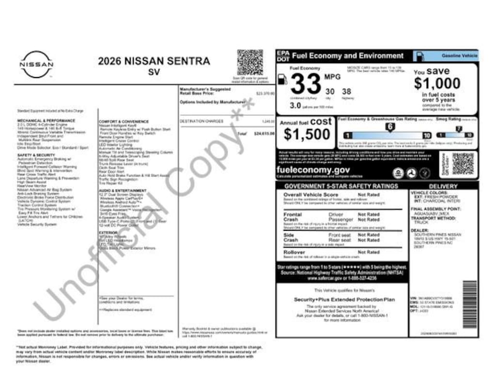 New 2026 Nissan Sentra SV Sedan