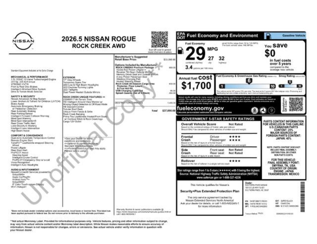 New 2026 Nissan Rogue Rock Creek SUV