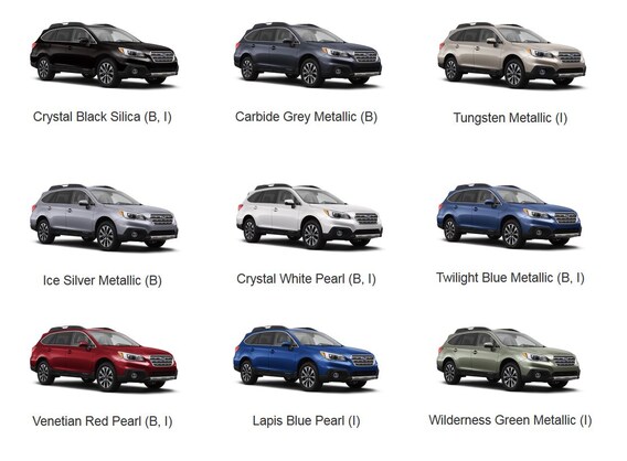 2016 subaru outback colors