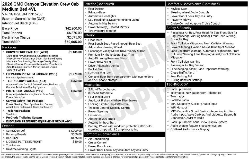 2026 GMC Canyon Elevation