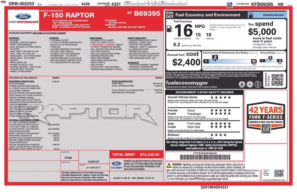 2019 Ford F-150 Raptor 4x4 SuperCrew 5-1/2 Box's photo