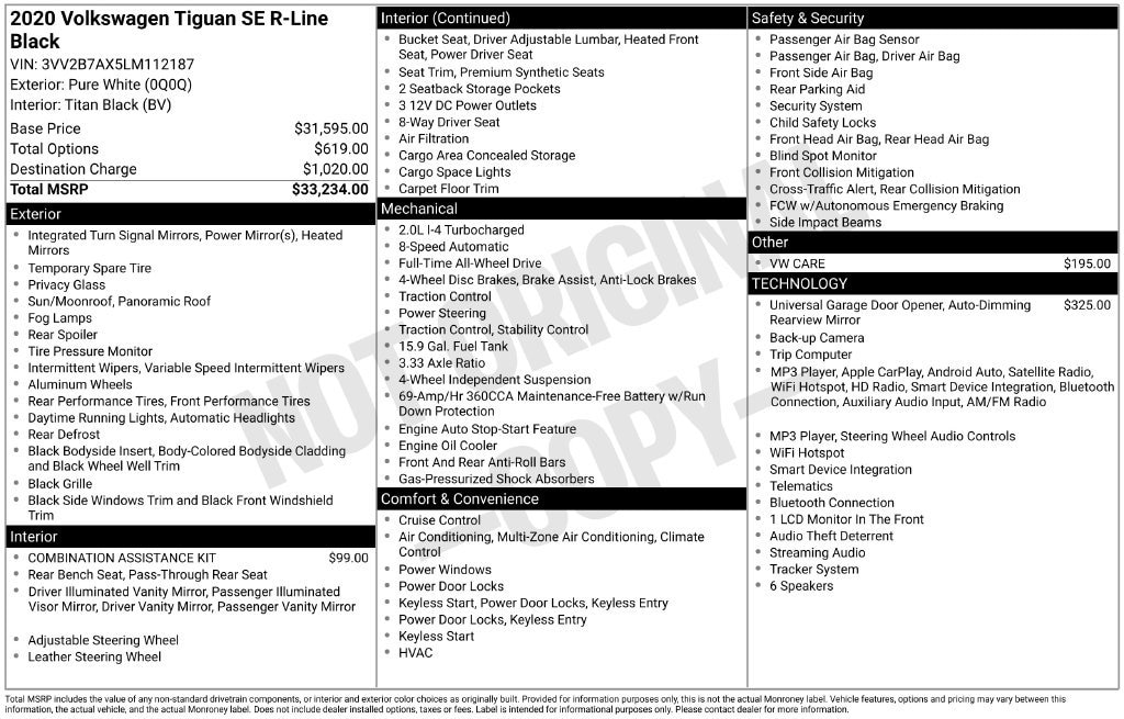 2020 Volkswagen Tiguan SE R-LINE BLACK - Photo 4