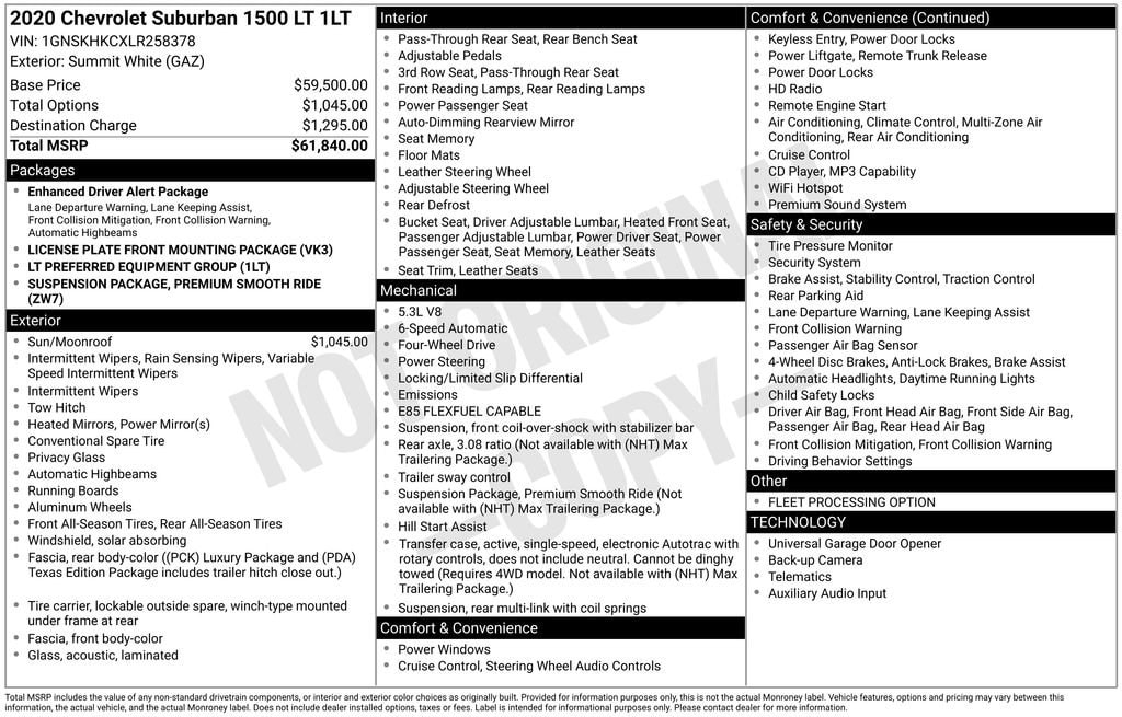 2020 Chevrolet Suburban 4WD 1500 LT's photo