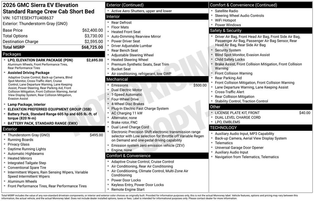 2026 GMC Sierra Elevation Stamdard Range Crew Cab e4WD's photo