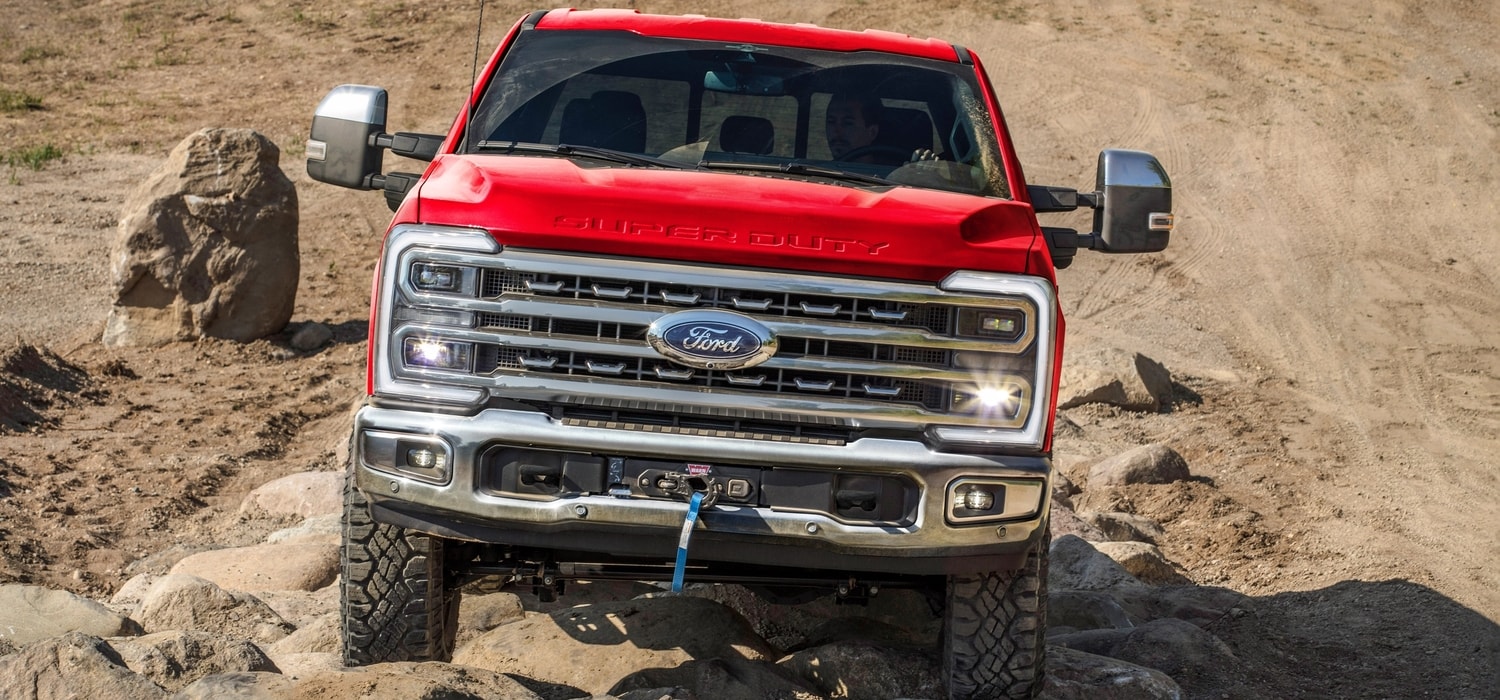 2026 Ford Super Duty of roading on rocky terrain