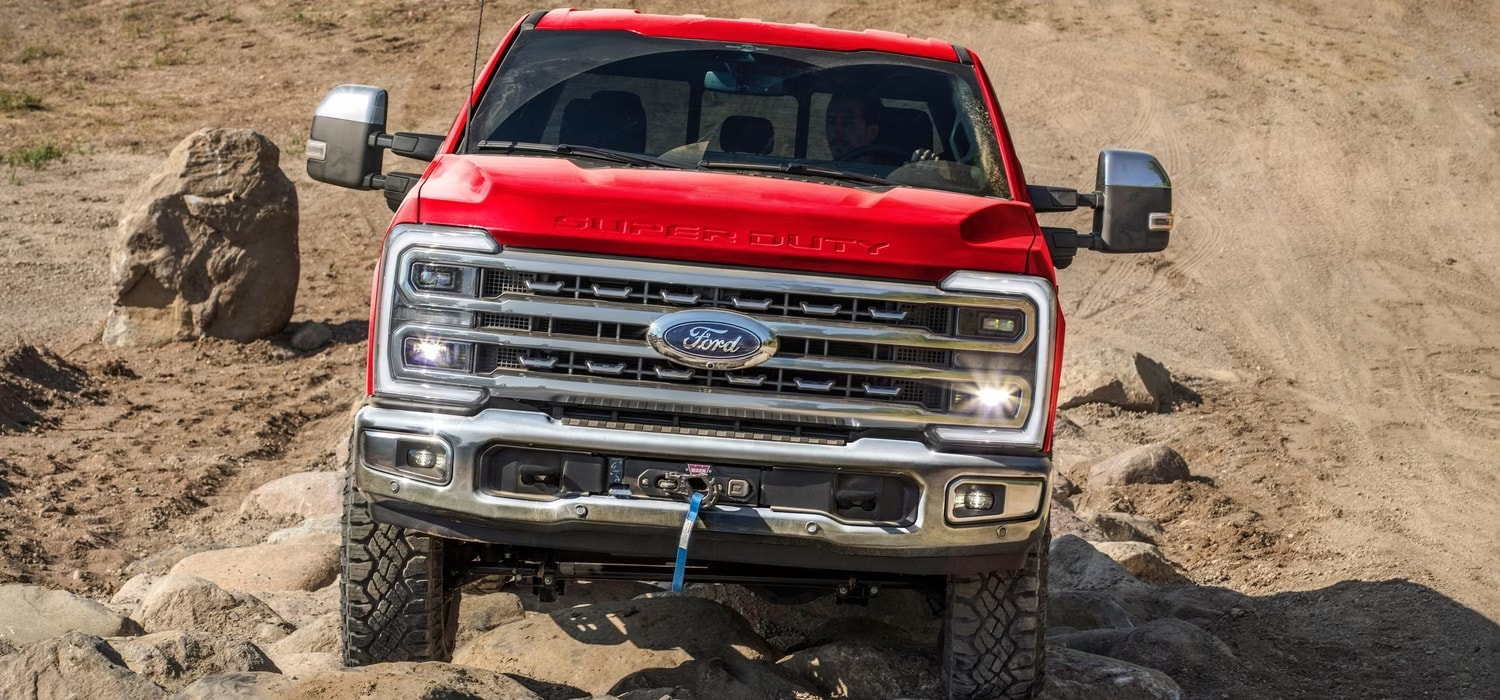 2026 Ford Super Duty of roading on rocky terrain